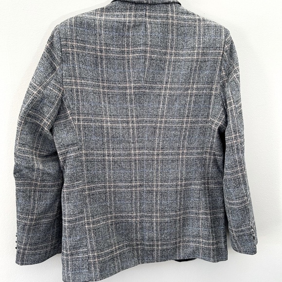 Women’s Plaid Button Down Business Casual Front Pocket Relaxed Fit Blazer - Picture 4 of 4